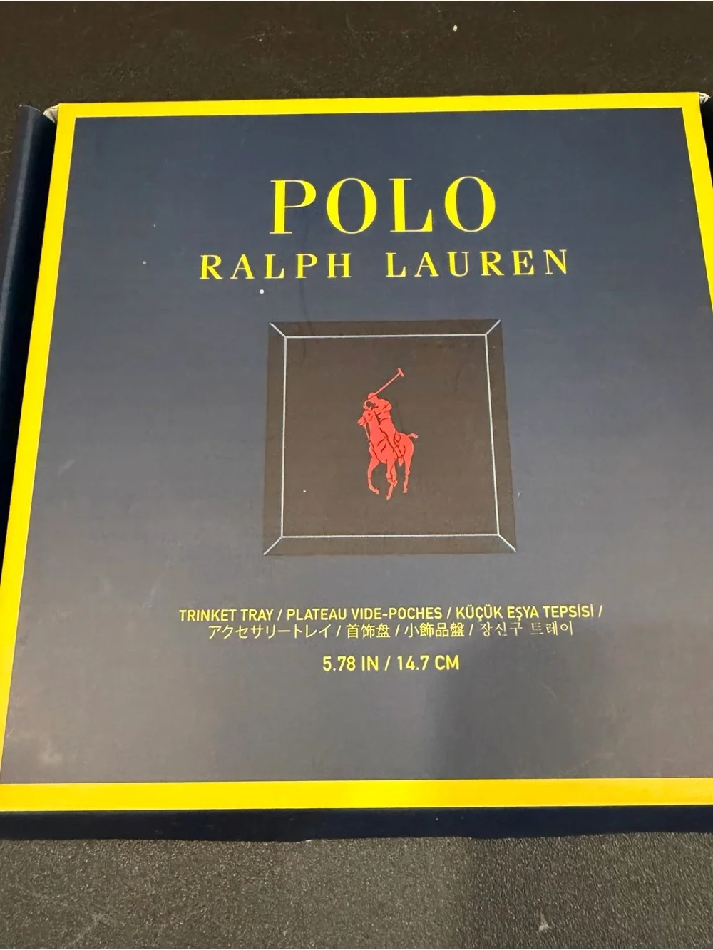 Polo by Ralph Lauren Navy Porcelain Dish with Red Pony Logo